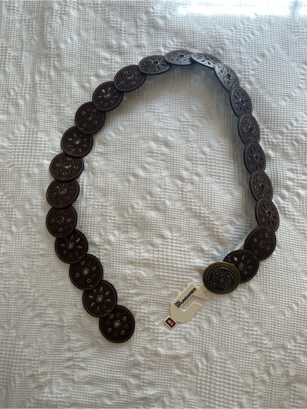 No Boundaries faux Leather Western Brown and Gold Belt NWT